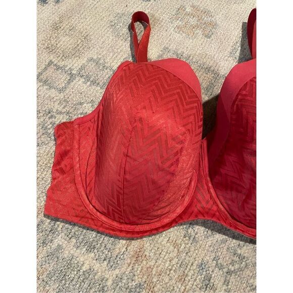 Thirdlove Red Chevron Adjustable Strap Underwire Contour Demi Bra Size 40E - Picture 2 of 7
